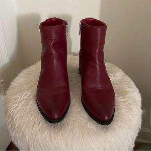 Barn red booties with silver riveting by Sam Edelman size 7 1/2